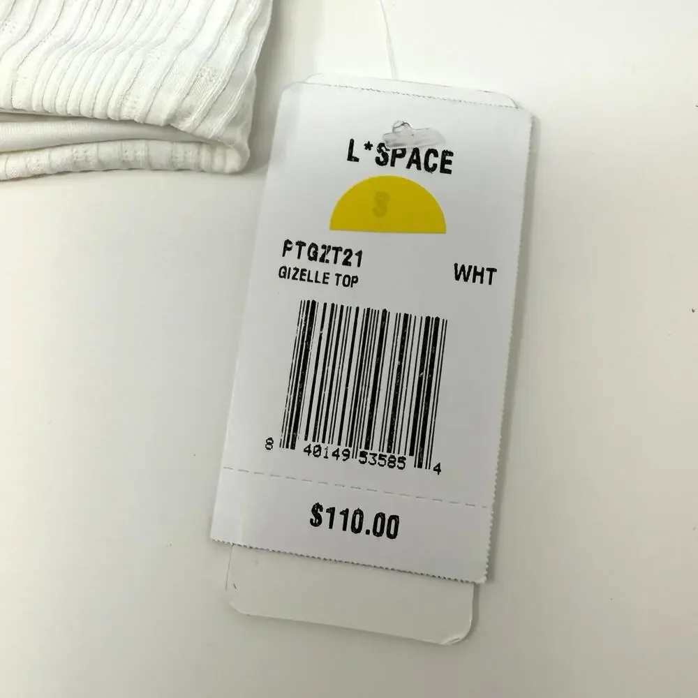 L*SPACE Gizelle Ribbed Wide Strap Bikini Top In White Size Small New